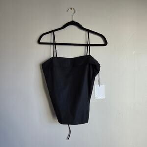 NWT Reformation Agusta Tie-Waist Peplum Strappy Top in Black Clean Girl SZ 0